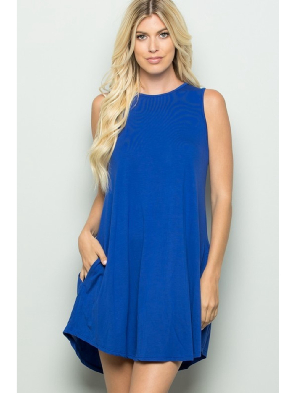 NWOT Heimish Royal Blue Sleeveless Dress with button detail in plus size 3X